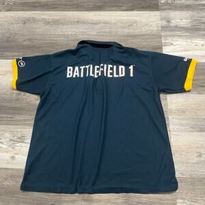 Battlefield 1 Shirt Blue Mens XL GameStop EA Dice  Short Sleeve Polo Shirt